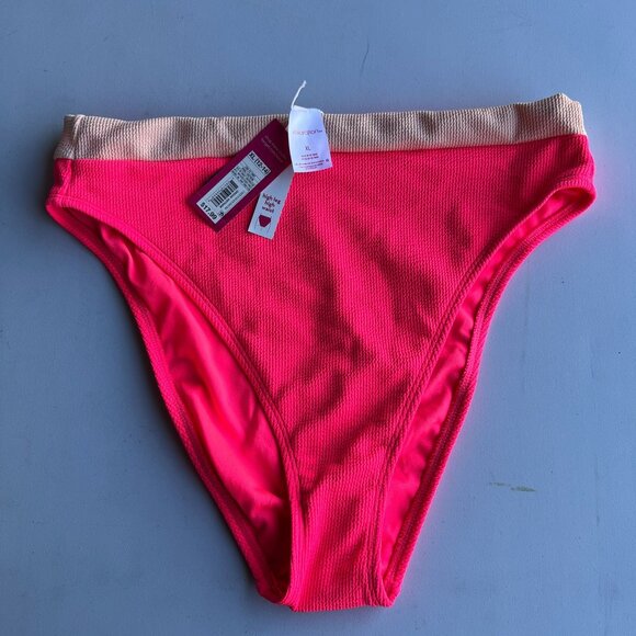 Xhilaration Juniors Textured Colorblock Cheeky High Leg High Waist Bikini Bottom - Picture 2 of 4